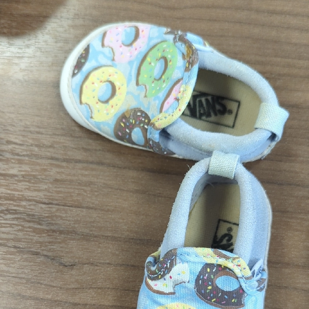 Vans Blue and Pink Baby Slip-On Shoes with Donut Print - Picture 2 of 2